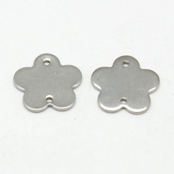 304 Stainless Steel Links connectors, Flower, Stainless Steel Color, 13x13x1mm, Hole: 0.5mm