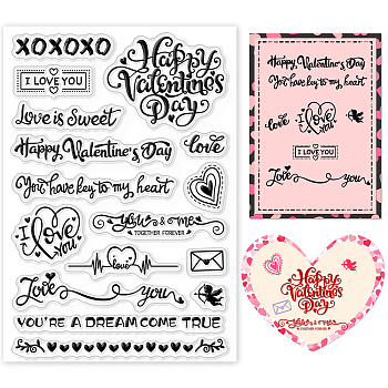 PVC Plastic Stamps, for DIY Scrapbooking, Photo Album Decorative, Cards Making, Stamp Sheets, Film Frame, Valentine's day Themed Pattern, 16x11x0.3cm