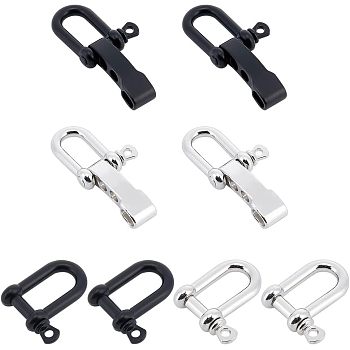 8 Pcs 2 Styles Alloy D-Ring Anchor Shackle Clasps, with 2Pcs T-Shaped Adjustable Alloy Clasps, Cadmium Free & Lead Free, Mixed Color, Shackle Clasp: 29~33.5x11.5~27x8~9mm, Hole: 2.8~5mm