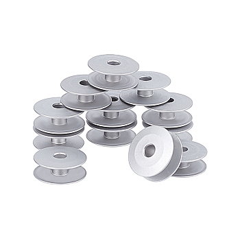Aluminum Thread Bobbins, for Embroidery and Sewing Machines, Silver, 25.5x10.5mm, Hole: 6mm, Inner Diameter: 7mm