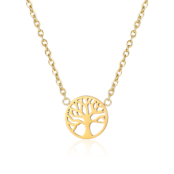 Elegant Stainless Steel Tree of Life Pendant Necklace for Women.