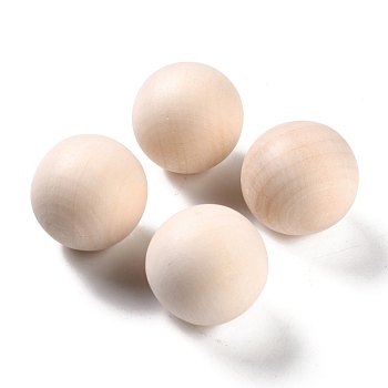 (Defective Closeout Sale: Crack)Natural Wooden Round Ball, DIY Decorative Wood Crafting Balls, Unfinished Wood Sphere, No Hole/Undrilled, Undyed, BurlyWood, 29.5mm