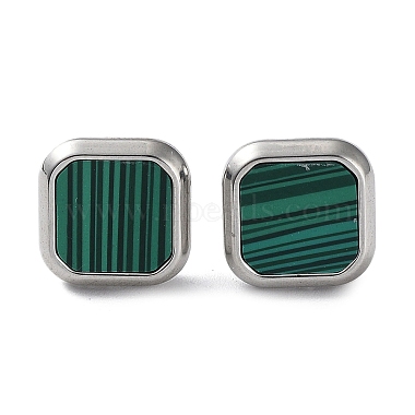 6 Pair 2 Color Square Synthetic Malachite Stud Earrings(EJEW-A024-02)-3