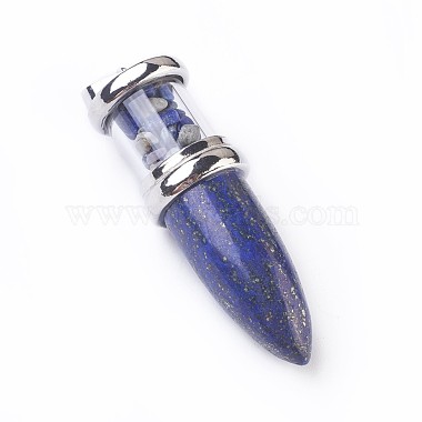 Platinum DarkBlue Bullet Lapis Lazuli Big Pendants