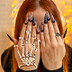 ANATTASOUL Siam Rhinestone Skull Wide Dome & Eagle Claw & Finger Nail Tip Claw Rings & Skeleton Full Hand Ring Bracelet(AJEW-AN0007-07)-4
