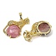 Natural Rhodonite Ball with Leopard Shape Brass Pendants(KK-F887-04G-29)-2