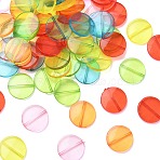 Flat Round Transparent Acrylic Beads, Mixed Color, 25x5mm, Hole: 2mm, about 200pcs/500g(MACR-R546-26)