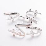 Brass Pinch Bails, Ice Pick,  Silver Color Plated, Size: about 10mm wide, 18mm long, 2mm thick(X-K301-S)