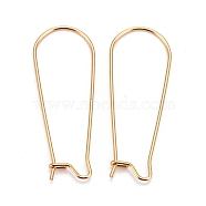 316 Surgical Stainless Steel Hoop Earring Findings, Kidney Ear Wires, Real 18k Gold Plated, 10 Gauge, 33x13x2.5mm, Pin: 0.7mm(STAS-A056-12G-A)
