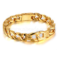 Tibetan Style Alloy Knot Link Bracelet with Curb Chains for Men, Golden, 8-1/4 inch(21cm)(WG68370-02)