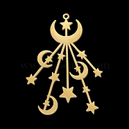 201 Stainless Steel Big Pendants, Laser Cut, Moon with Star, Golden, 53x36.5x1mm, Hole: 1.6mm(STAS-S105-LA355-2)