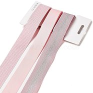 9 Yards 3 Styles Polyester Ribbon, for DIY Handmade Craft, Hair Bowknots and Gift Decoration, Light Pink Palette, Pink, 1~1-1/8 inch(25~28mm), about 3 yards/style(SRIB-A014-B17)