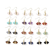 Gemstone Bullet Dangle Earrings, Golden Brass Jewelry for Women, Cadmium Free & Lead Free, 29.5~31mm, Pin: 0.6mm(EJEW-A085-01G)