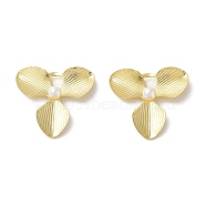 Rack Plating Brass Pendants, Long-Lasting Plated, with Imitation Pearl Acrylic Beads, Cadmium Free & Nickel Free & Lead Free, Leaf, Real 18K Gold Plated, 16.5x18x3.5mm, Hole: 2.5x2mm(X-KK-B053-20G)