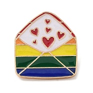Pride Rainbow Theme Enamel Pins, Light Gold Alloy Badge for Backpack Clothes, Colorful, Envelope, 24.5x22x1.5mm(JEWB-G031-01L)