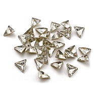 Glass Rhinestone Cabochons, Back Plated, Triangle, Crystal, 6x7x3mm(FIND-C039-07C)