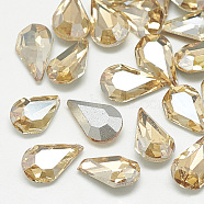 Pointed Back Glass Rhinestone Cabochons, Back Plated, Faceted, teardrop, Light Colorado Topaz, 8x5x3mm(RGLA-T082-5x8mm-06)
