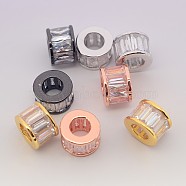 Brass Micro Pave Cubic Zirconia Column Beads, Cadmium Free & Nickel Free & Lead Free, Mixed Color, 8.5x5mm, Hole: 4.8mm(ZIRC-N002-25M)