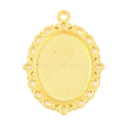 Tibetan Style Oval Alloy Pendant Cabochon Settings, Lead Free & Cadmium Free, Golden, Tray: 25x18m, 39x29x2mm, Hole: 2.5mm, about 300pcs/1000g(TIBEP-Q054-44G-RS)