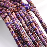 Dyed Natural Imperial Jasper Beads Strands, Heishi Beads, Flat Round/Disc, Colorful, 8x3mm, Hole: 1mm, about 120pcs/strand, 16 inch(G-M276-01-A)