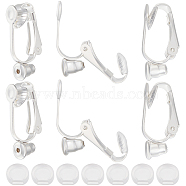 10Pcs 304 Stainless Steel Clip-on Earring Converters Findings, for Non-Pierced Ears, with 10Pcs Comfort Plastic Pads for Clip on Earrings, Silver, 20.5x7.5x10mm, Hole: 0.7mm(FIND-BBC0003-27)