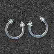 Acrylic Circular/Horseshoe Barbell with Double Pointed End, Eyebrow Rings, Nose Septum Rings, Clear, 12x12x3mm, Pin: 18 Gauge(1mm), Inner Diameter: 10mm(AJEW-P084-03)