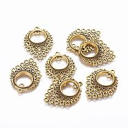 Tibetan Style Alloy Chandelier Component Links, Loops, teardrop, Antique Golden, 34x25.5x2.2mm, Hole: 1.2mm(TIBE-A006-022AG)