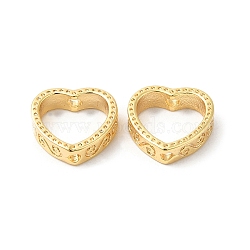 Brass Bead Frames, Heart, Real 18K Gold Plated, 9x9.5x2.5mm, Hole: 1mm, Inner Diameter: 7.5x7.5mm(KK-P234-94G)