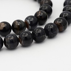 Natural Blue Tiger Eye(Dyed & Heated) Bead Strands, Round, 10mm, Hole: 1mm, about 37pcs/strand, 14.9 inch(G-P070-14-10mm)