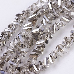 Electroplate Glass Beads Strands, Pearl Luster Plated, Faceted, Triangle, Dark Gray, 4.5x5x6mm, Hole: 1mm, about 100pcs/strand, 13.7 inch(35cm)(EGLA-J146-6mm-PL01)