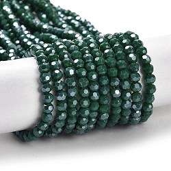 Opaque Glass Beads Strands, Faceted, Round, Dark Green, 4mm, Hole: 0.7mm, about 88~95pcs/strand, 12.99~14.06 inch(33~35.7cm)(EGLA-A035-P4mm-A17)