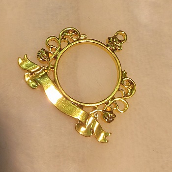Zinc Alloy Open Back Bezel Pendants, For DIY UV Resin, Epoxy Resin, Pressed Flower Jewelry, Circle Ring, Golden, 35x37x2.5mm