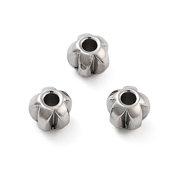 Non-Tarnish 202 Stainless Steel Beads, Flower, Stainless Steel Color, 4x5x4mm, Hole: 1.2mm