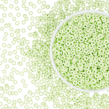 10 Strands Flat Round Handmade Polymer Clay Beads, Disc Heishi Beads for Hawaiian Earring Bracelet Necklace Jewelry Making, Light Green, 6x1mm, Hole: 2mm, 10strand