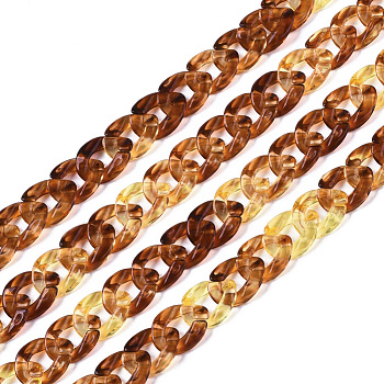 Acrylic Curb Chains, Sienna, Link:13x10~10.5x2.5~3mm, about 70cm/strand, 27.56 inch