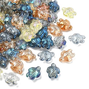 80Pcs 8 Colors Electroplate Glass Beads, Tortoise, Mixed Color, 18x14x7.7mm, Hole: 1.2mm, 10pcs/color