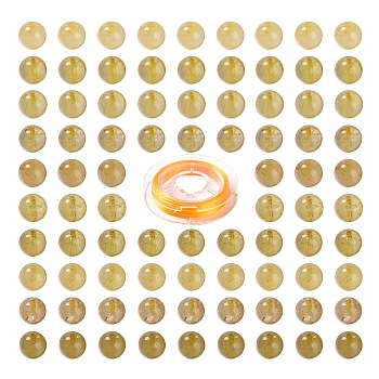 100Pcs 8mm Natural Gold Rutilated Quartz Round Beads, with 10m Elastic Crystal Thread, for DIY Stretch Bracelets Making Kits, 8mm, Hole: 1mm