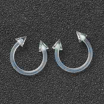 Acrylic Circular/Horseshoe Barbell with Double Pointed End, Eyebrow Rings, Nose Septum Rings, Clear, 12x12x3mm, Pin: 18 Gauge(1mm), Inner Diameter: 10mm