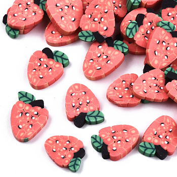 Handmade Polymer Clay Cabochons, Strawberry Shape, Tomato, 11x8x2mm