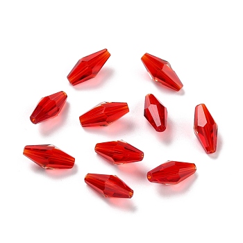 Transparent Glass Beads, Faceted, Bicone, FireBrick, 12x6mm, Hole: 1mm