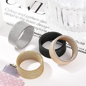 201 Stainless Steel Finger Rings, Wide Band Ring for Unisex, Mixed Color, 10mm, Inner Diameter: 21mm