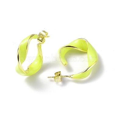 Enamel Twist Stud Earrings(EJEW-P214-03G-04)-2