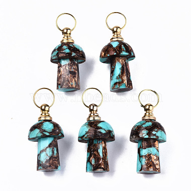 Light Gold Mushroom Synthetic Turquoise Pendants