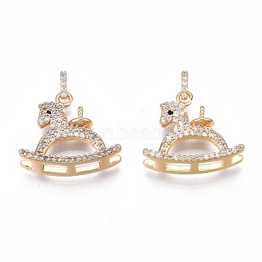 Real 18K Gold Plated Clear Brass+Cubic Zirconia Peg Bails