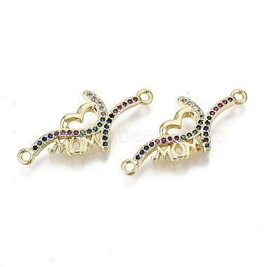Real 16K Gold Plated Colorful Word Brass+Cubic Zirconia Links