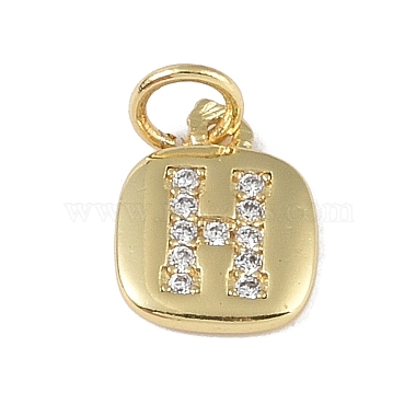 Real 18K Gold Plated Clear Letter H Brass+Cubic Zirconia Charms