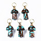 Assembled Natural Bronzite and Synthetic Turquoise Openable Perfume Bottle Pendants(G-S366-057A)-1