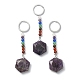 porte-clés pendentif hexagone en pierres précieuses(G-Z033-02)-2