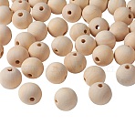 Natural Unfinished Wood Beads, Round Wooden Loose Beads Spacer Beads for Craft Making, Macrame Beads, Large Hole Beads, Lead Free, Moccasin, 25mm, Hole: 4.5~6mm(WOOD-S651-25mm-LF)