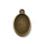 Oval Two-Sided Alloy Pendant Cabochon Settings, Cadmium Free & Nickel Free & Lead Free, Antique Bronze, Tray: 18x13mm, 24.5x15.5x3mm, Hole: 2mm(X-PALLOY-N0088-15AB-NF)